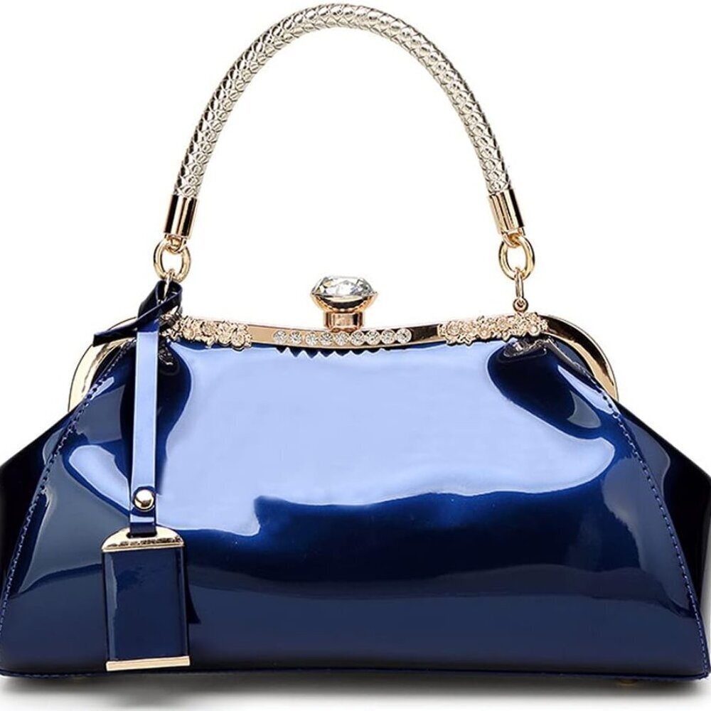 Women’s Patent Leather Handbag Top Handle Purse Crossbody Evening Tote